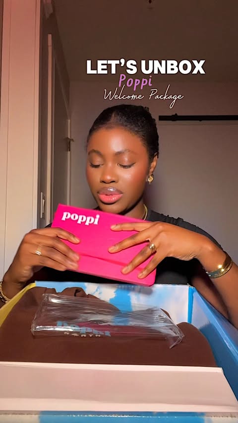 Instagram post by @marija_ali for Poppi. Caption reads: Let’s unbox @drinkpoppi welcome package 💗.The....