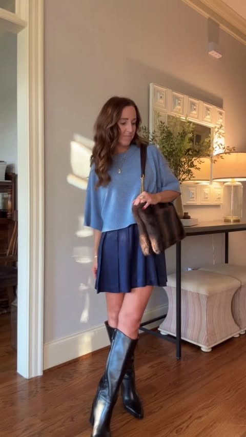 Instagram post by @twopeasinablog for Anthropologie. Caption reads: When it’s warm in December…wear a dress & boots!....