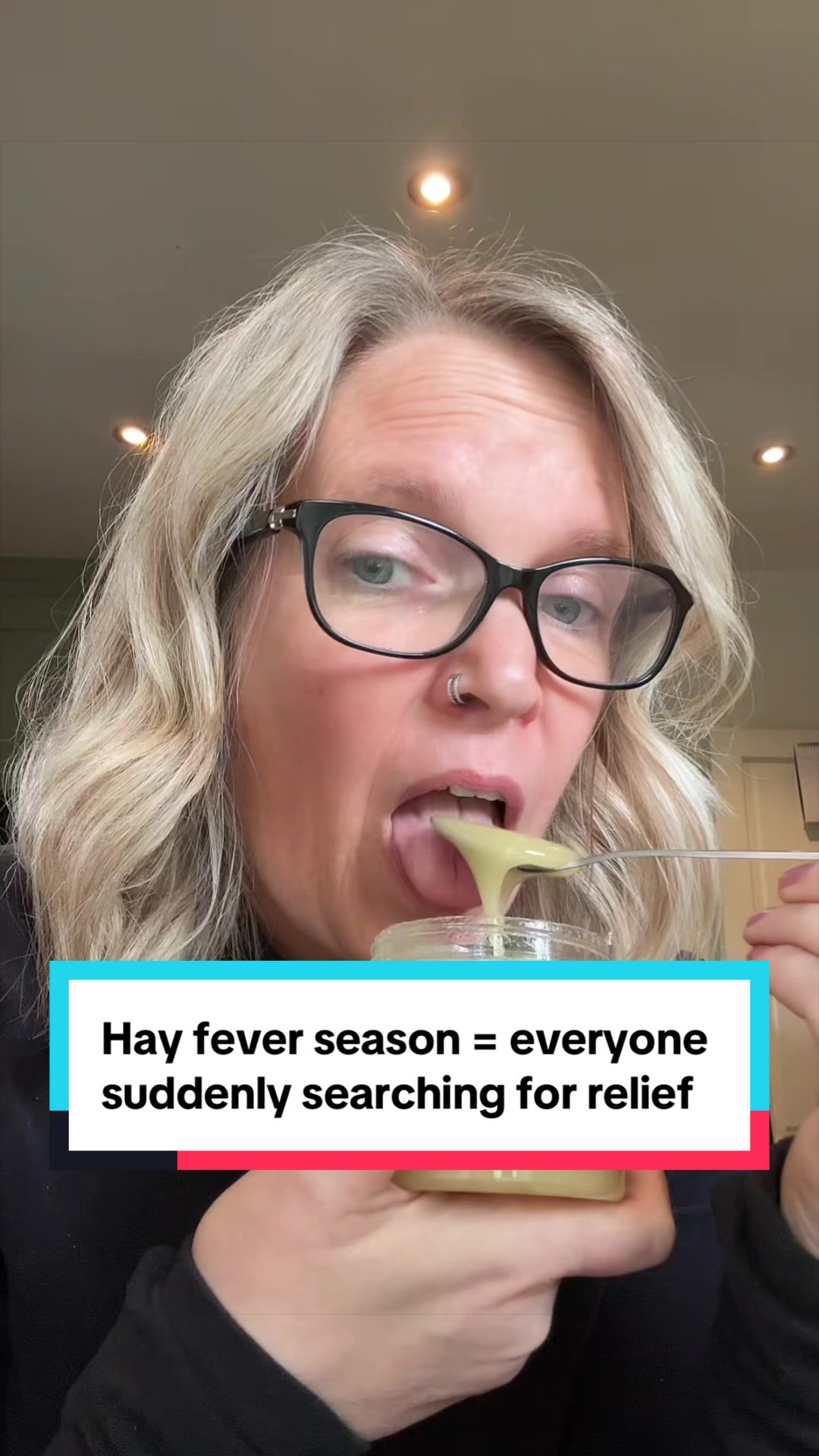 TikTok post by @thenitdawned for Just Bee Honey. Caption reads: [...] #guthealth##pollen##honey##dealdrops@@Just....