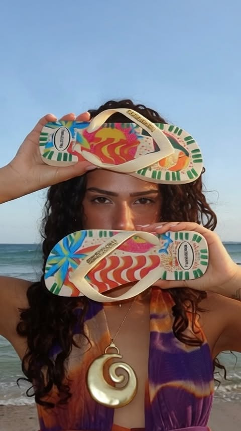 Instagram post by @nottrebeca_ for Havaianas. Caption reads: with havaianas i bring brazil with me everywhere i....