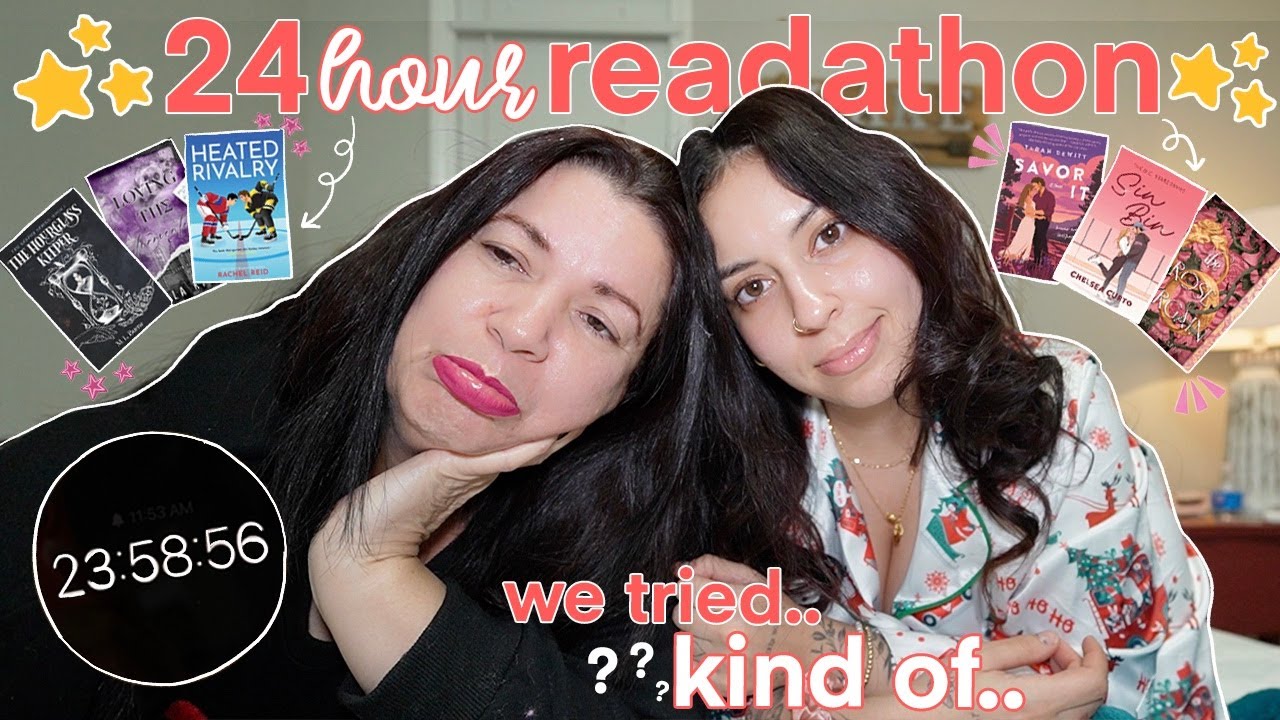 YouTube post by @LarryReads for BookoftheMonth. Caption reads: we tried reading for 24 hours.. and failed....