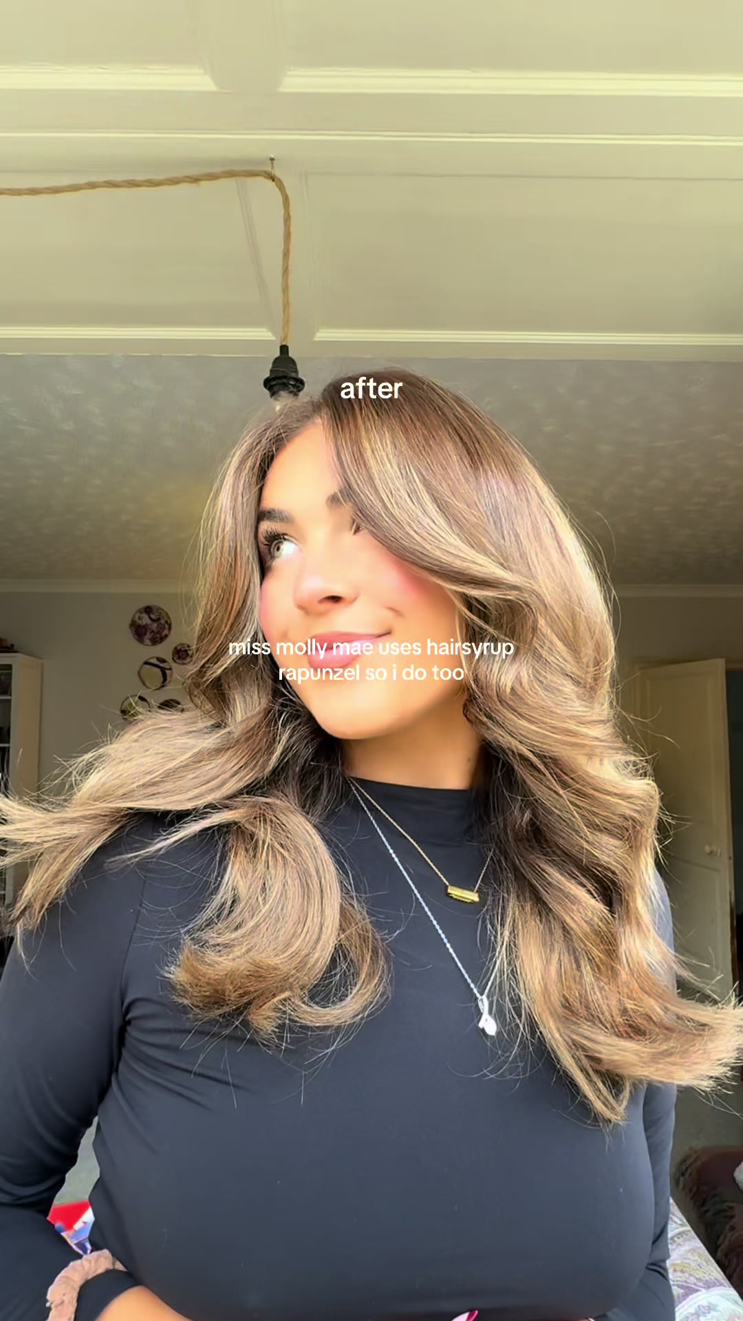 TikTok post by @lucpalmer for Hair Syrup. Caption reads: molly mae approved 🤝 #hairsyrup @hairsyrup .