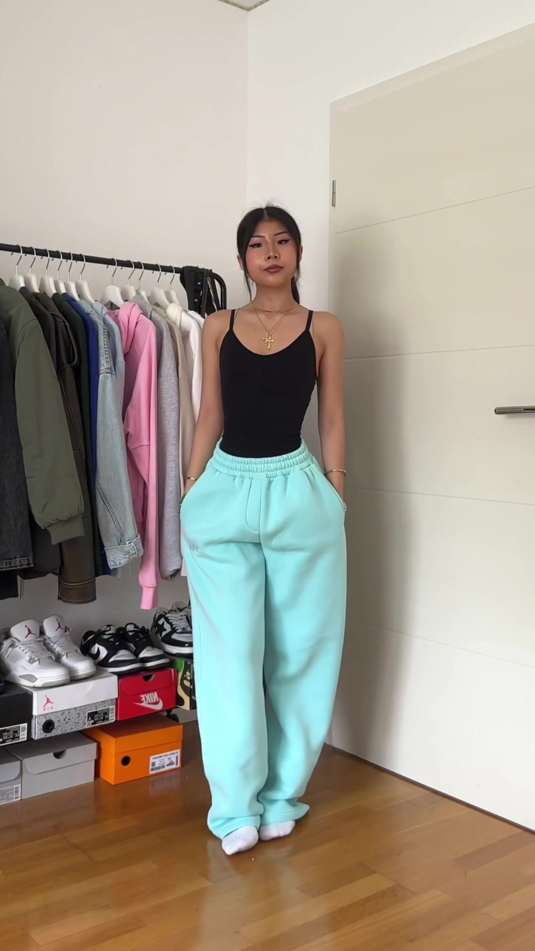 TikTok post by @849meli for 45KEYS. Caption reads: Fav tracksuits from @45KEYS #outfit #fyfyfyfy....