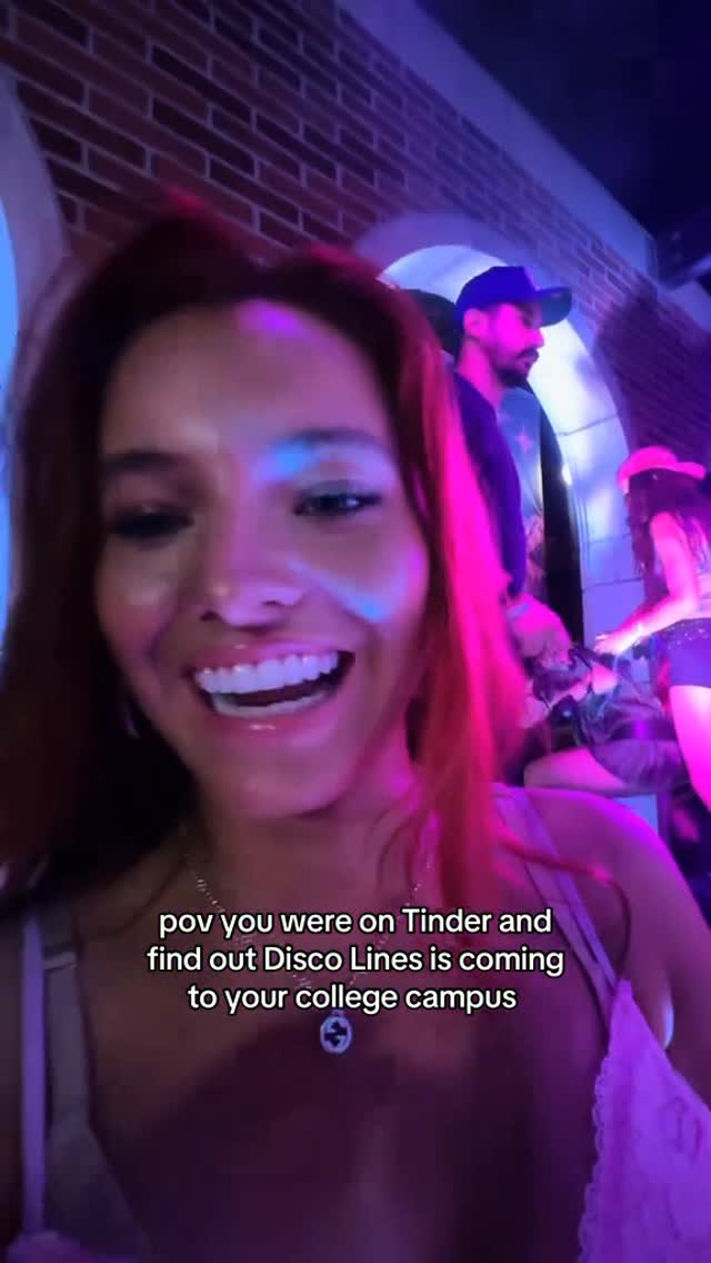 Instagram post by @sharlizetrue_ for Tinder. Caption reads: thanks @tinder for bringing the party to UCLA -....