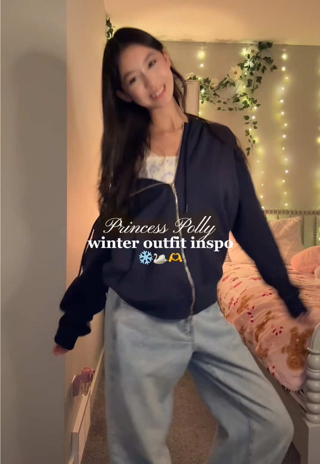 TikTok post by @vixxctoria for Princess Polly. Caption reads: winter outfit inspo!❄️ ft. @Princess Polly | code:....