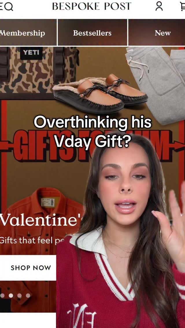 Instagram post by @maddygstyle for Bespoke Post. Caption reads: [...] last-minute Valentine’s Day gifts💘....