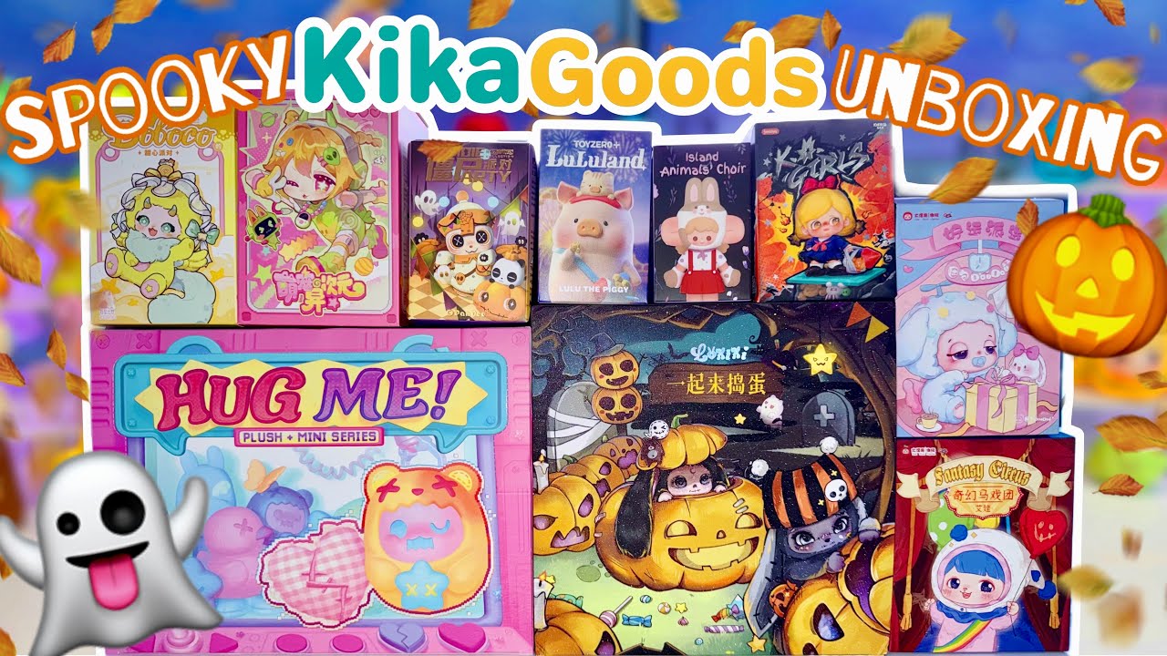 YouTube post by @Ohlico for kikagoods. Caption reads: SPOOKY KIKAGOODS BLIND BOX UNBOXING!! *♡* IM....