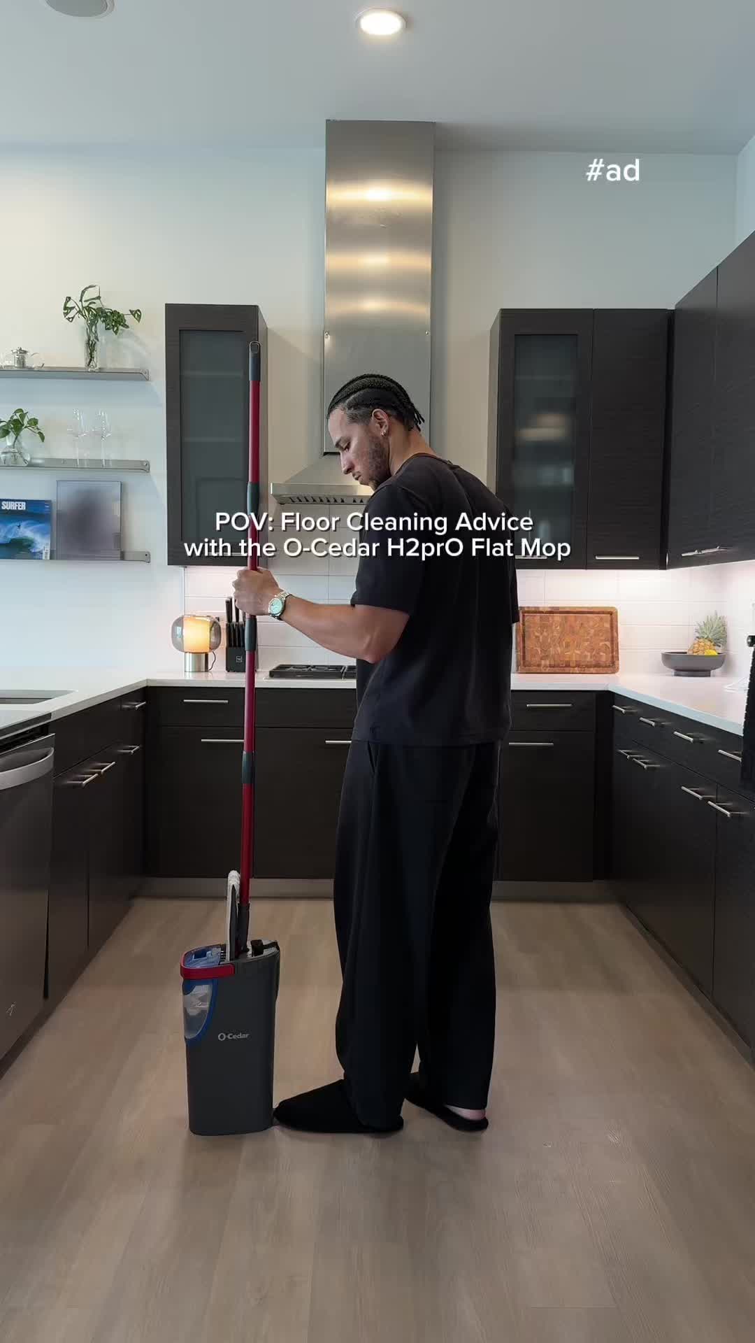 TikTok post by @terrencebjr for O-Cedar. Caption reads: [...] of floor cleaning advice is to use @O-Cedar....