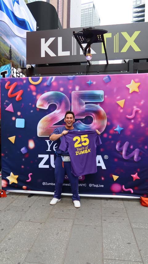 Instagram post by @tommybracco for Zumba. Caption reads: @Zumba threw the biggest birthday bash in Times....