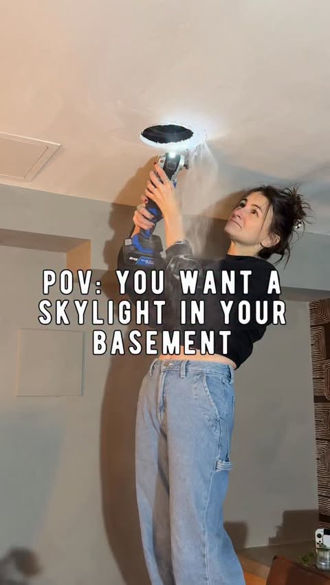 Instagram post by @diyhuntress for Feit Electric. Caption reads: What started as a dark, creepy storage space has....