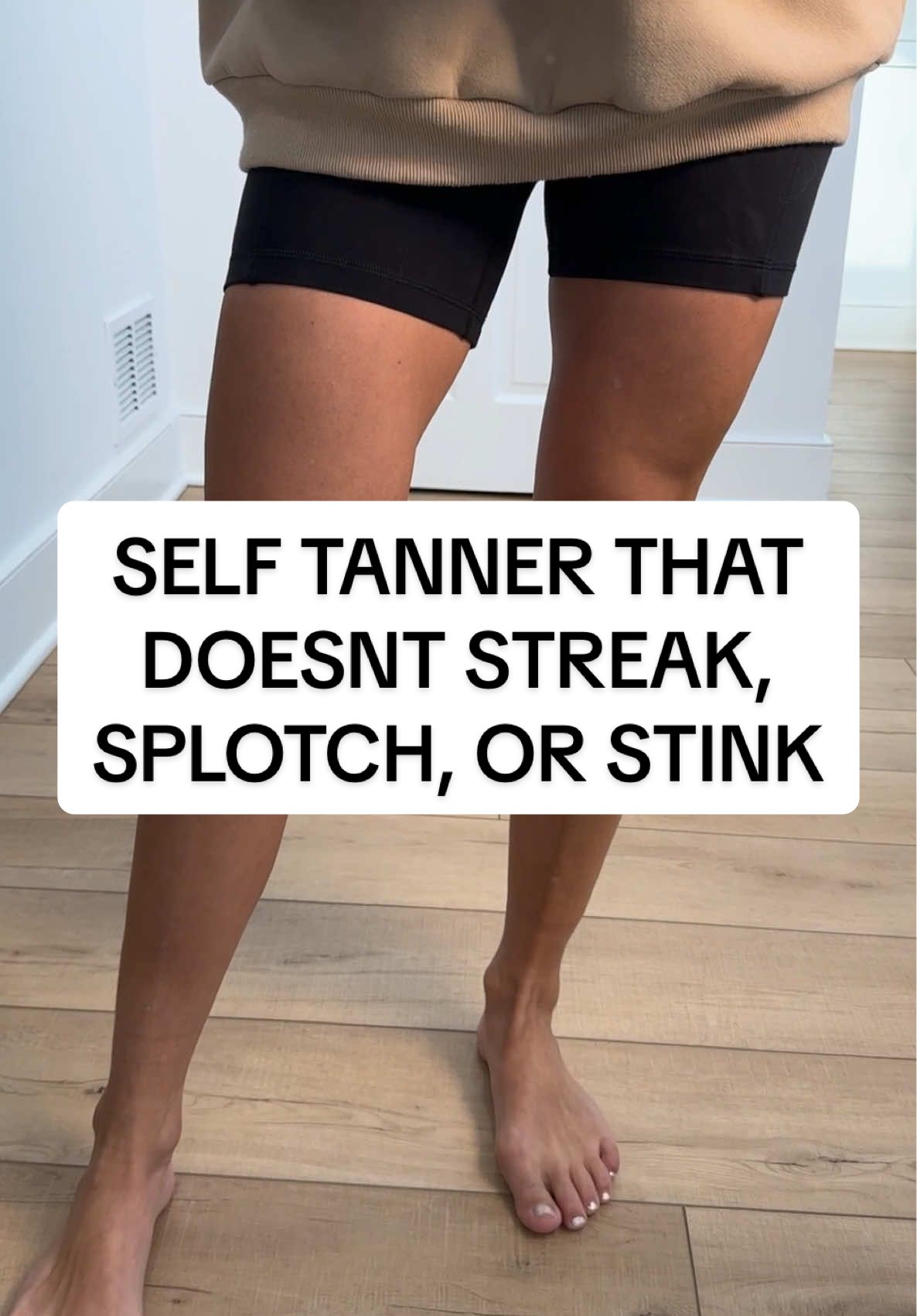 TikTok post by @laurenimbriaco for Peta Jane Beauty. Caption reads: [...] #tanningmist #spraytan @Peta Jane Beauty .