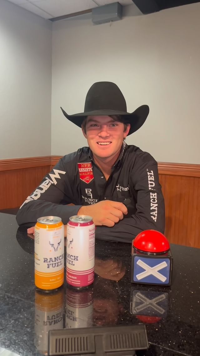 Instagram post by @prca_prorodeo for Ranch Fuel. Caption reads: [...] pickles are made of water… 🤔 #ranchfuel....