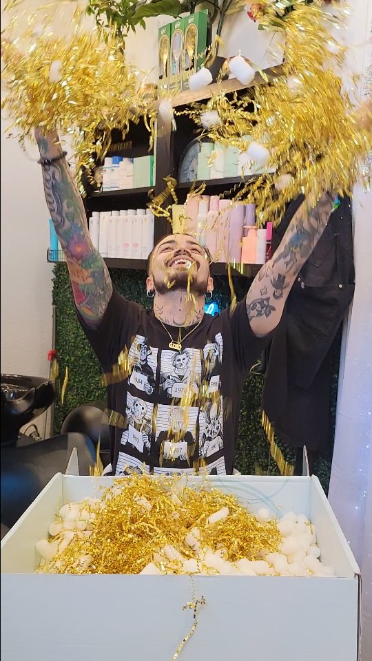 Instagram post by @hairbygino for MODERN SALON. Caption reads: @modernsalon 2025 Giftbox 🎁🤗

I'm just going to....