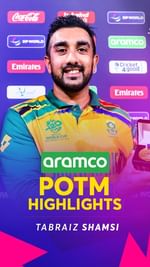 Instagram post by @shamsi90 for ICC T20 World Cup. Caption reads: Tabraiz Shamsi conjured four vital wickets when....