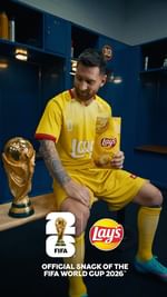 Instagram post by @leomessi for Lay's. Caption reads: 🥔 🤝 ⚽️
@lays are the new Official Snack of the....