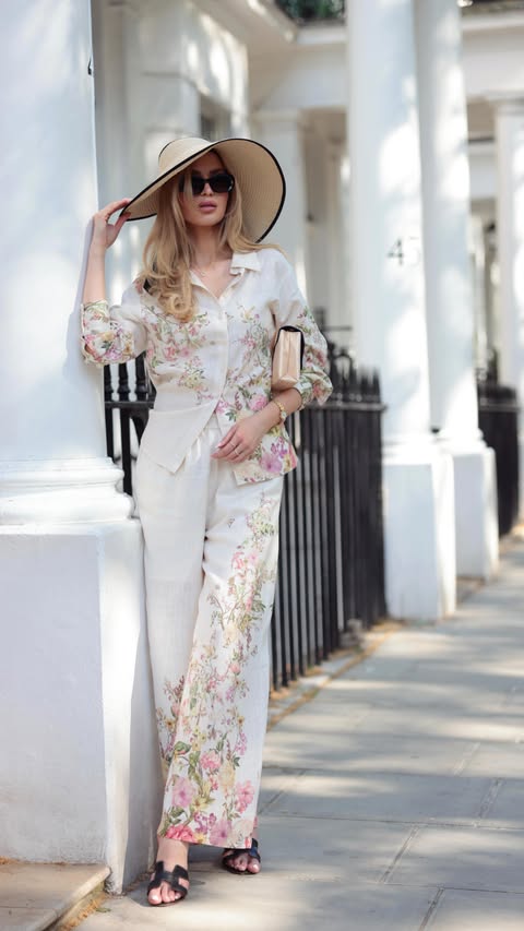 Instagram post by @victoria_valentine_brown for Rich Radiqs. Caption reads: [...] this elegant linen two-piece from....