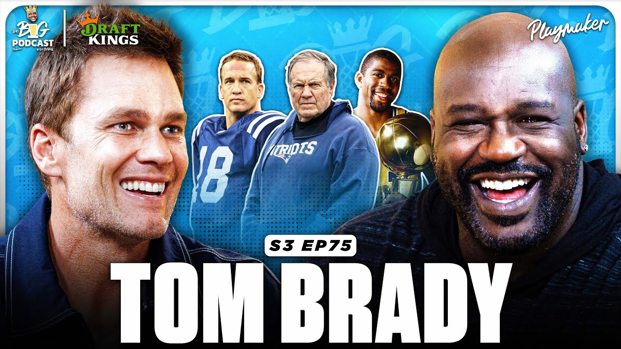 YouTube post by @TheBigPod for ZipRecruiter. Caption reads: Tom Brady Reveals What It's Like Being The GOAT,....