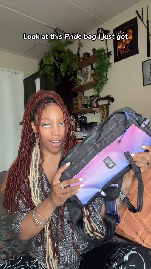 Instagram post by @tyrablizz for Chrome Industries. Caption reads: 2SLGBTQI+ youth are 120% more likely to face....