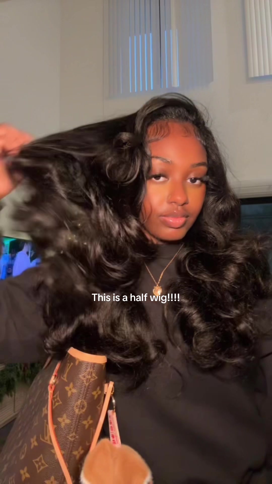 TikTok post by @tianashannell for Celie Hair. Caption reads: [...] believe this is a half wig?!?  😮😍....