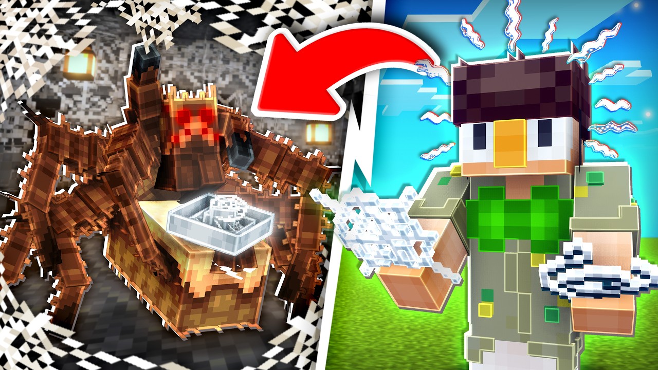 YouTube post by @Crownlex for CurseForge. Caption reads: I finished Minecraft as a SPIDER!.