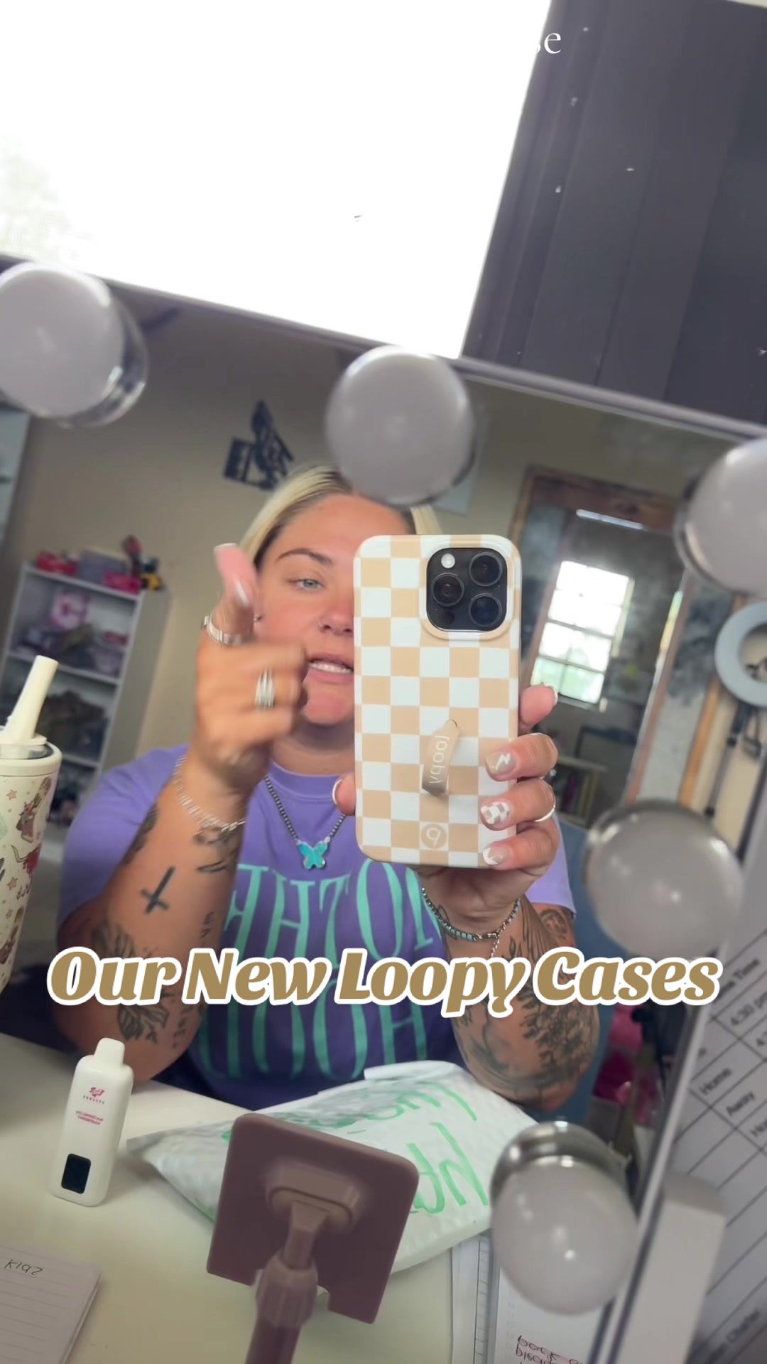 TikTok post by @kortni_cutaia for LoopyCases. Caption reads: I need a discount code @Loopy® #phonecase #loopy....