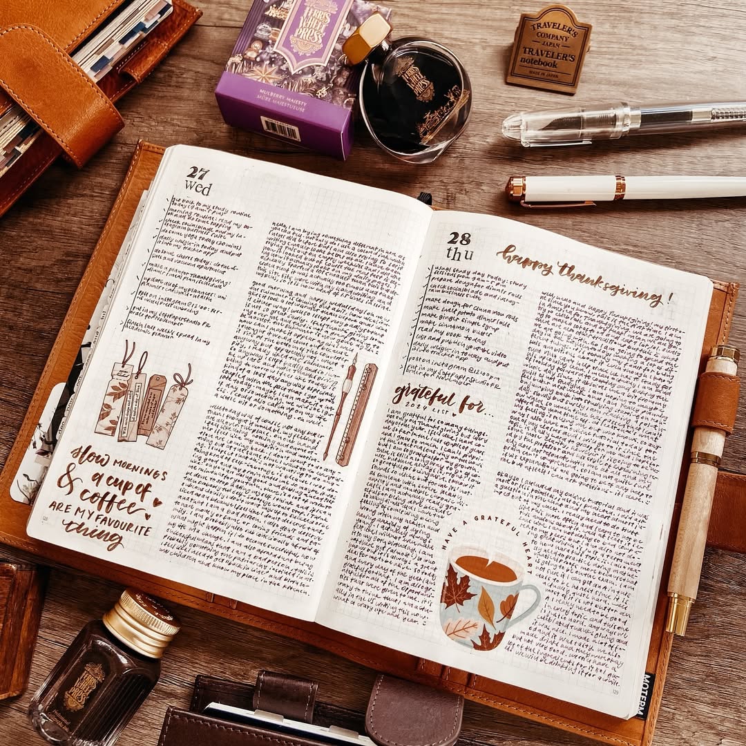 Instagram post by @rebeka_plans for Ellington Pens. Caption reads: Now entering my tiny writing era 🙈🤩 ink used is....