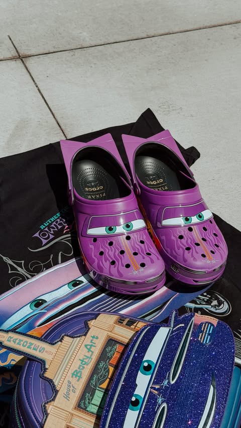 Instagram post by @blakesilva for Crocs. Caption reads: Riding in style with @crocs for D23: the Ultimate....