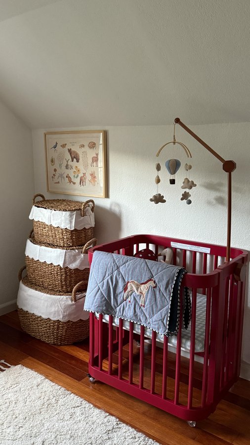 Instagram post by @tiffwang_ for Nestig. Caption reads: A little peek at baby girl’s nursery ❤️ @Nestig’s....