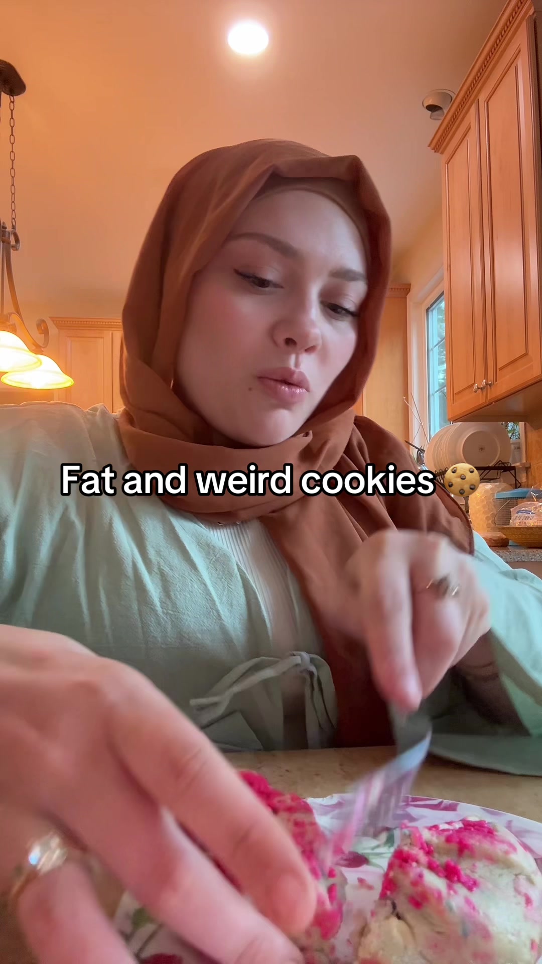 TikTok post by @omavery for Fat & Weird Cookie. Caption reads: 3 bite rule 😉 @Fat & Weird Cookie Company....
