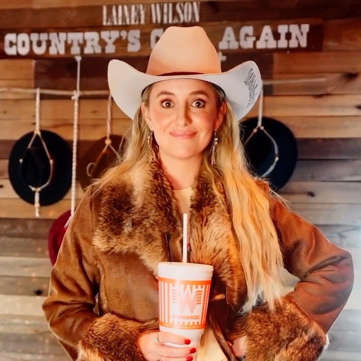 Instagram post by @laineywilson for Whataburger. Caption reads: Big news, y’all! I’m teaming up with
@Whataburger....