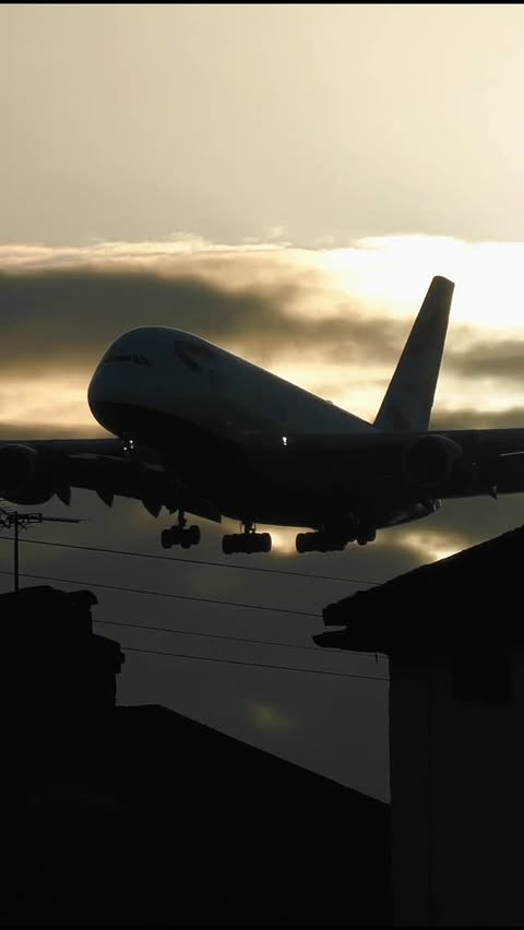 Instagram post by @elemer.aviation for British Airways. Caption reads: Giant of the Skies at Sunrise! 😱✈️
.
British....