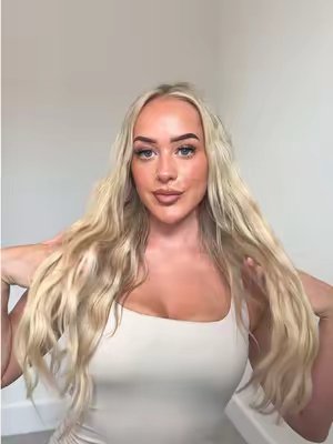 TikTok post by @harmonyhinde for Beauty Works Professional. Caption reads: My current hair obsession 🤍✨ Beauty Works Barely....