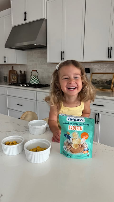 Instagram post by @nadia for Amara Organic Foods. Caption reads: My little snack queen approves of....