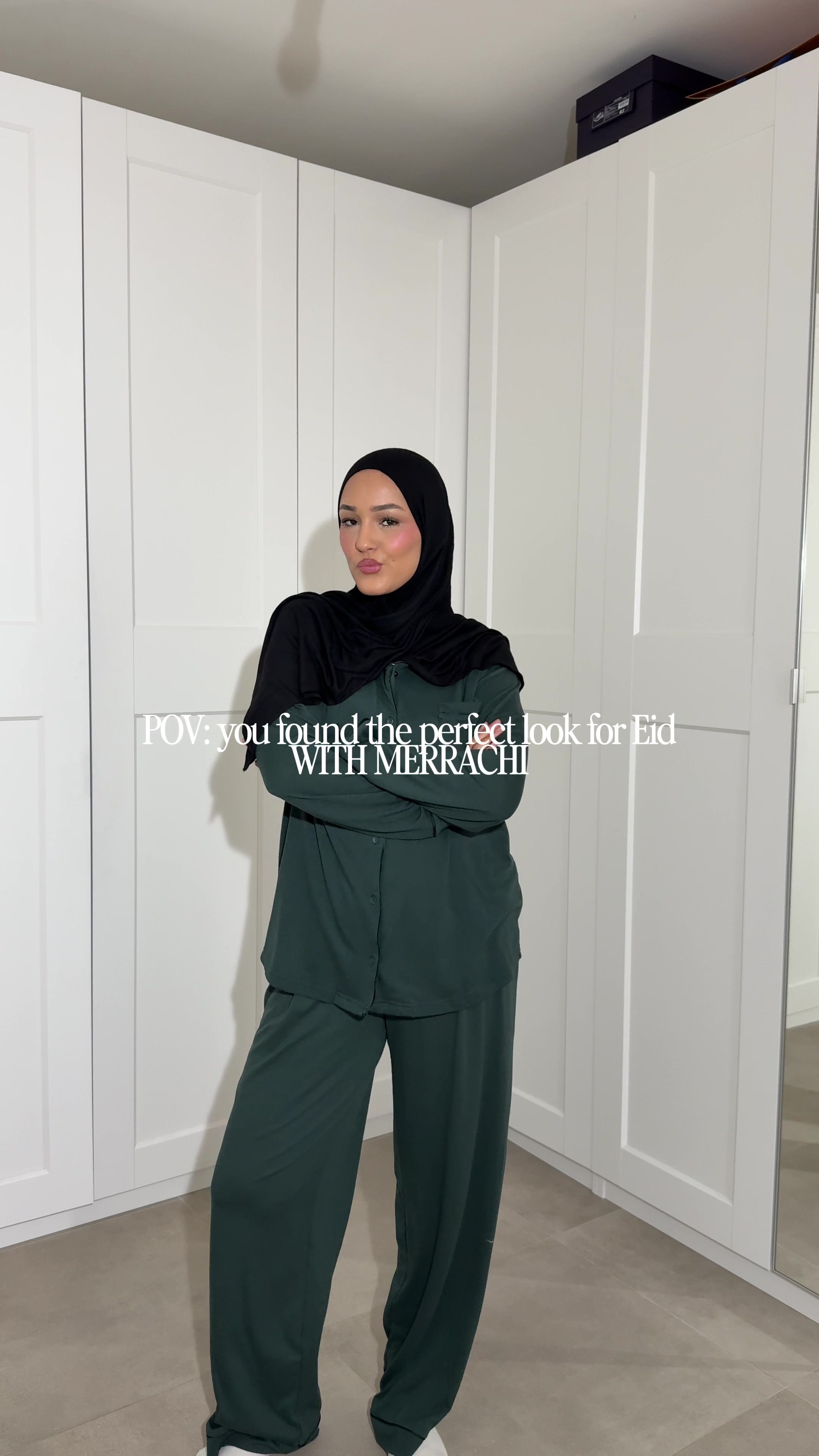 TikTok post by @ranialouloutt for Merrachi. Caption reads: Wat vinden jullie van mijn @MERRACHI Eid look?....