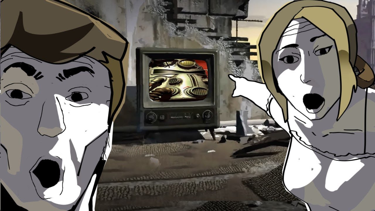 YouTube post by @Warlockracy for AdamAndEve.com. Caption reads: Slavs try to copy Fallout; get distracted by Love....