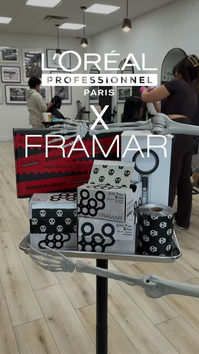 Instagram post by @lorealpro_education_us for Framar. Caption reads: 💀 CONGRATULATIONS @styledeffectbyhannah 💀.