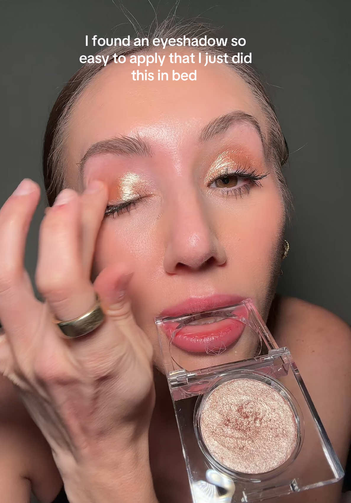 TikTok post by @itsalexischristine for EM Cosmetics. Caption reads: Shade wish in the em cosmetics eyeshadow....