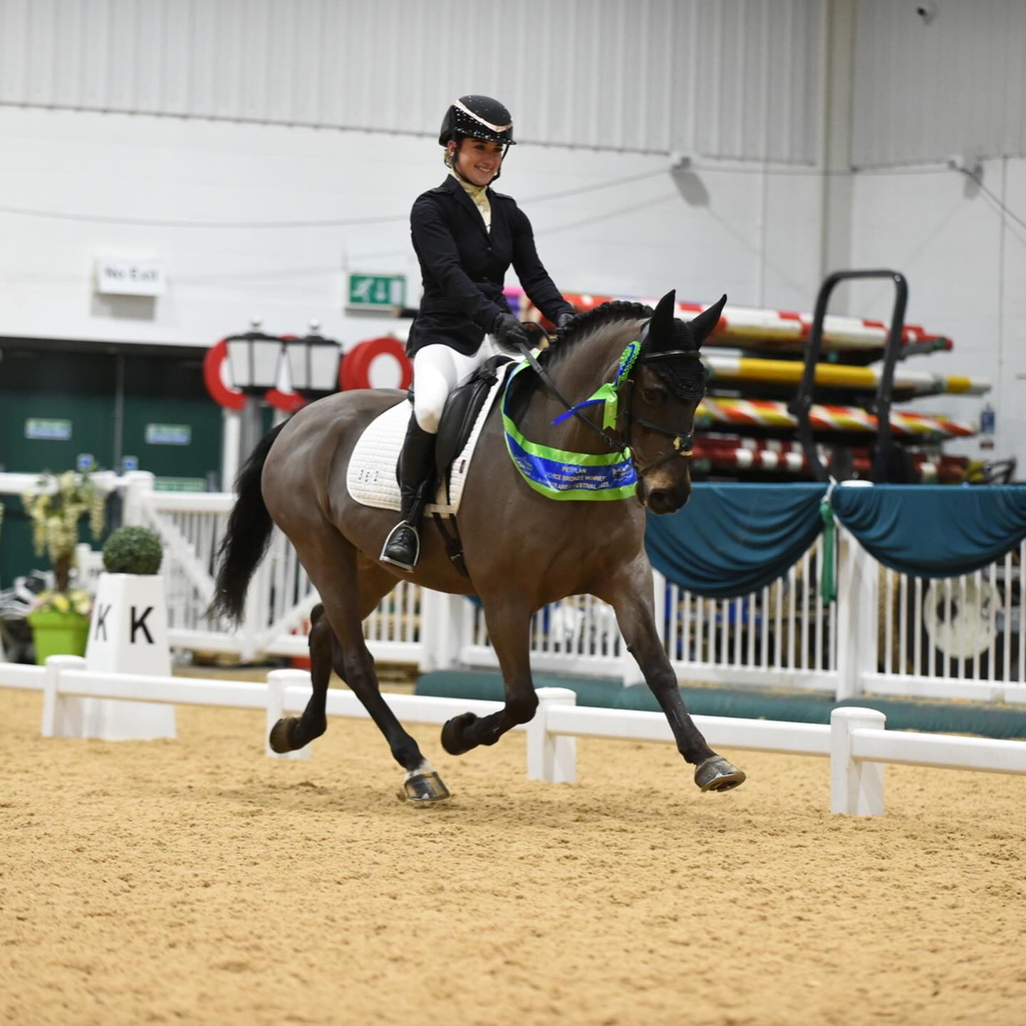 Instagram post by @maddiequestrain for Charles Owen. Caption reads: [...] continued support 🤗 @jerrycoclothing....