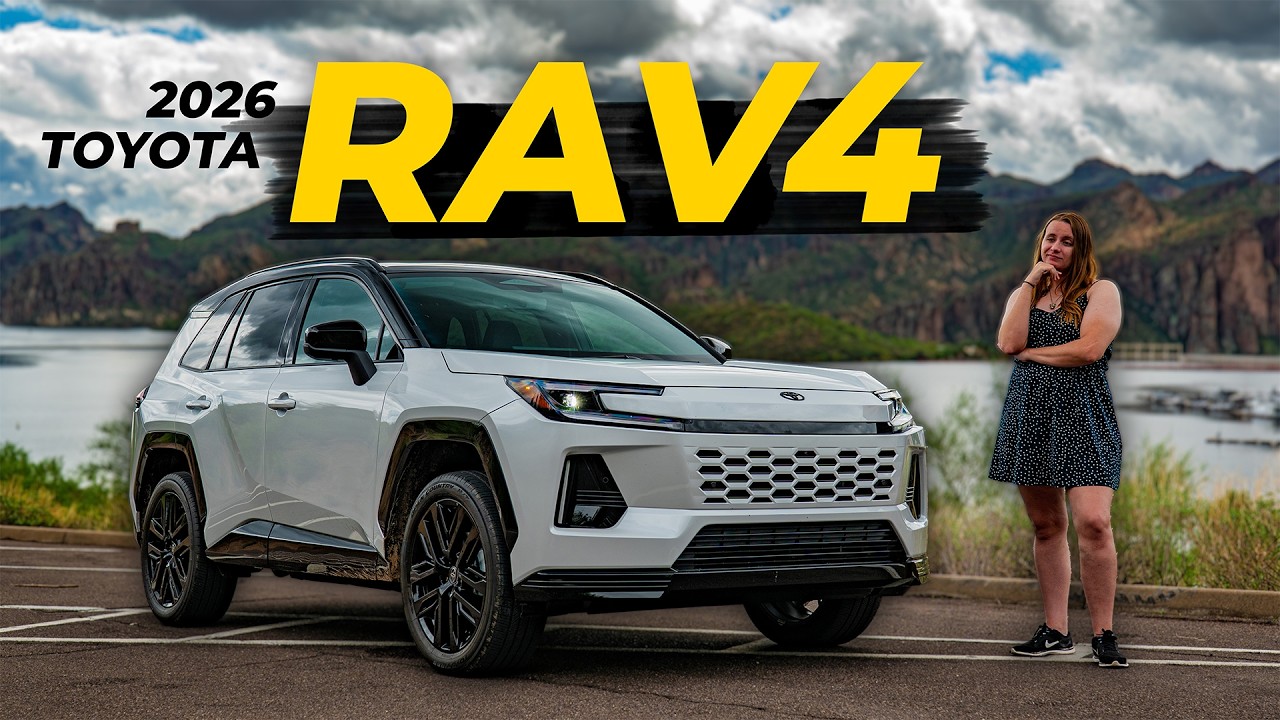 YouTube post by @AlanisKing for Homefield Apparel. Caption reads: First Drive! The 2026 Toyota RAV4 Goes Hybrid Only.