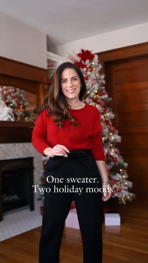 Instagram post by an influencer for Quince. Caption reads: [...] in silk + sparkle ✨#ad @onequince cashmere....