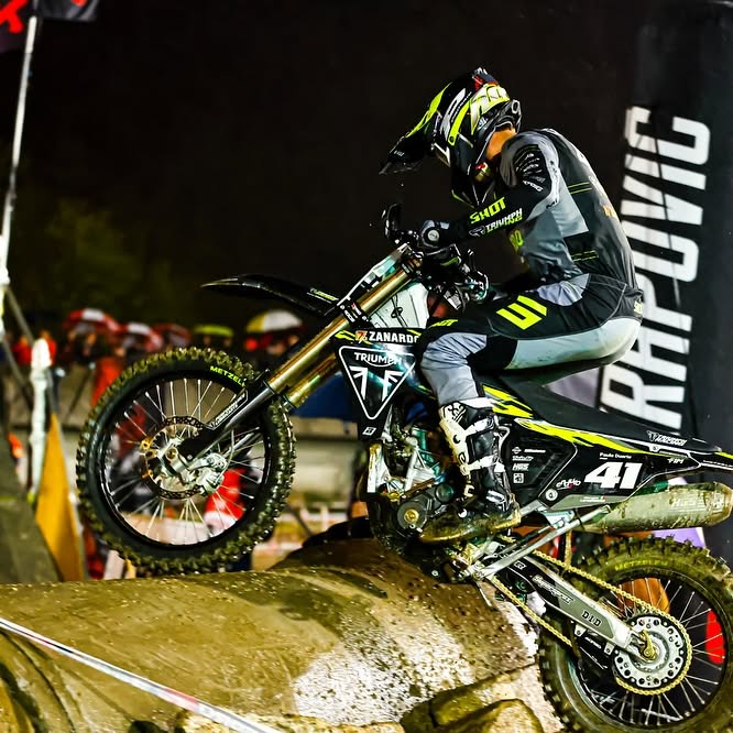 Instagram post by @morganlesiardo41 for Triumph Motorcycles. Caption reads: First round of World Championship and first....