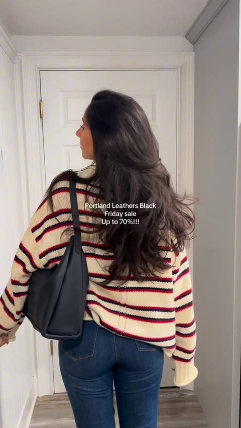 Instagram post by @kay.oaky for Portland Leather Goods. Caption reads: #ad This is the medium Aspen shoulder bag in the....