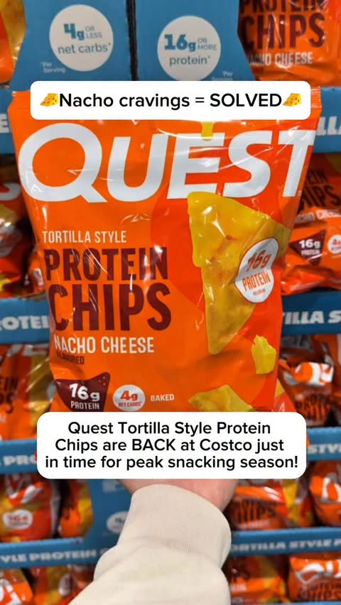 Instagram post by @costcodeals for Quest Nutrition. Caption reads: 🧀Nacho cravings = SOLVED🧀

@questnutrition....