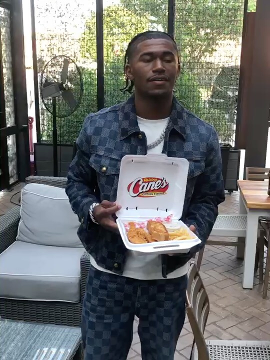 Instagram post by @kcthekid2 for Raising Cane's. Caption reads: [...] pumped for next season ! Thank you....