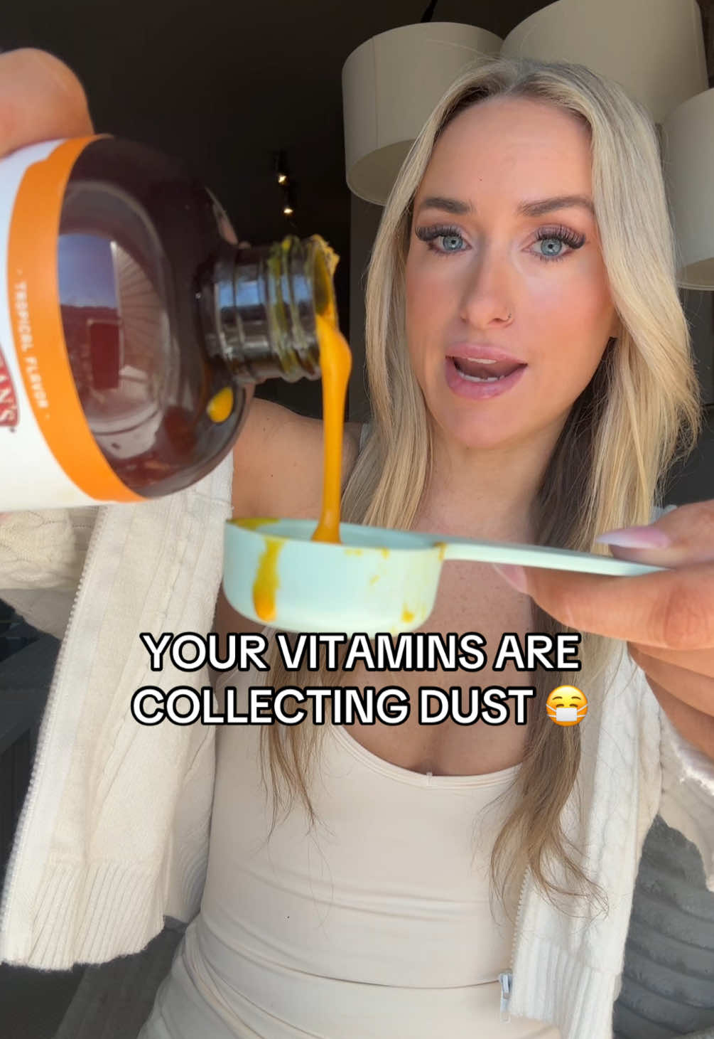 TikTok post by @literallylys for Barlean's. Caption reads: [...] #vitamins #multivitamin #healthyliving....