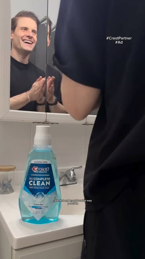 Instagram post by @therobdon567 for Crest. Caption reads: #crestpartner #ad New year, cleaner mornings [...].