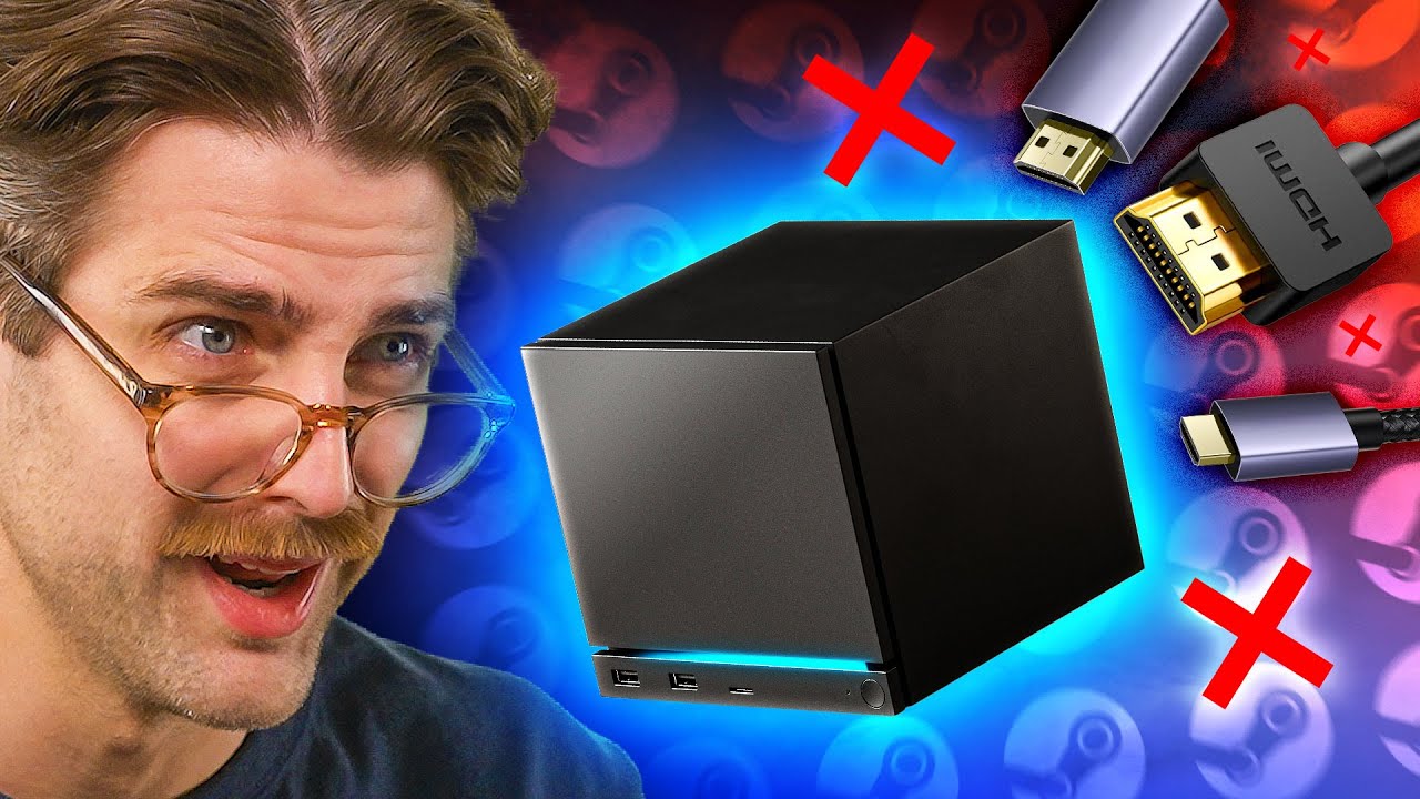 YouTube post by @techlinked for CookUnity. Caption reads: The Steam Machine is in Trouble….