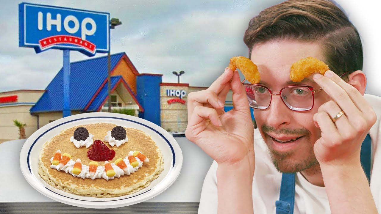 YouTube post by @tryguys for HEATONIST. Caption reads: Keith Eats Everything At IHOP.