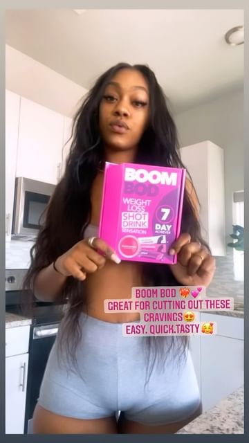 Instagram post by @realmodeltype for Boombod. Caption reads: #ad @boombod’s getting these bod goals on pointttt....