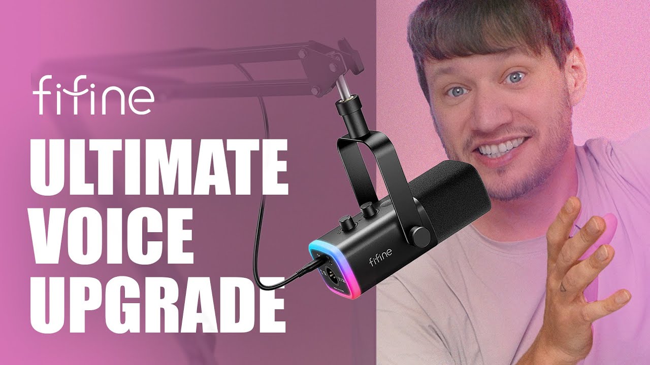 YouTube post by @TechMagnet for FIFINEMICROPHONE. Caption reads: FIFINE AM8 Review – The Best Budget XLR/USB....
